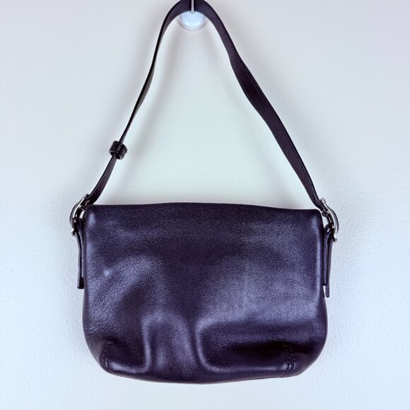 Vintage COACH Soft Black Leather Demi Shoulder Bag - Picture 2 of 8